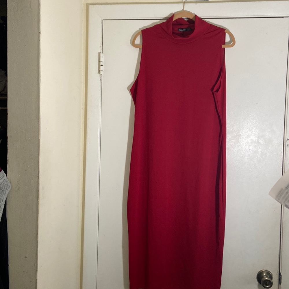 Boohoo Rib knit dress with tie 20